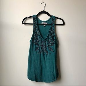 Ecoté Teal Sequin Racer-Back Tank (Size M)
